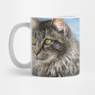 Painting of a Gorgeous Furry Gray Cat Mug